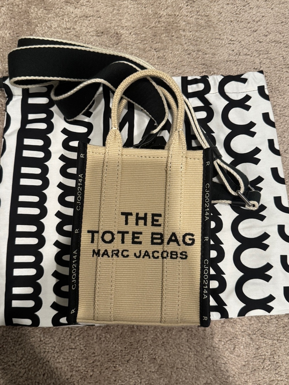 Marc Jacobs Beige Canvas Mini Tote with Black Accents